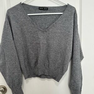 SHEIN Charcoal V-Neck Women's Crop Sweater